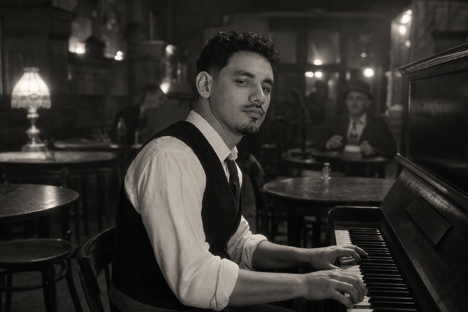 Mateo tocando el piano en un café de Berlín en 1932